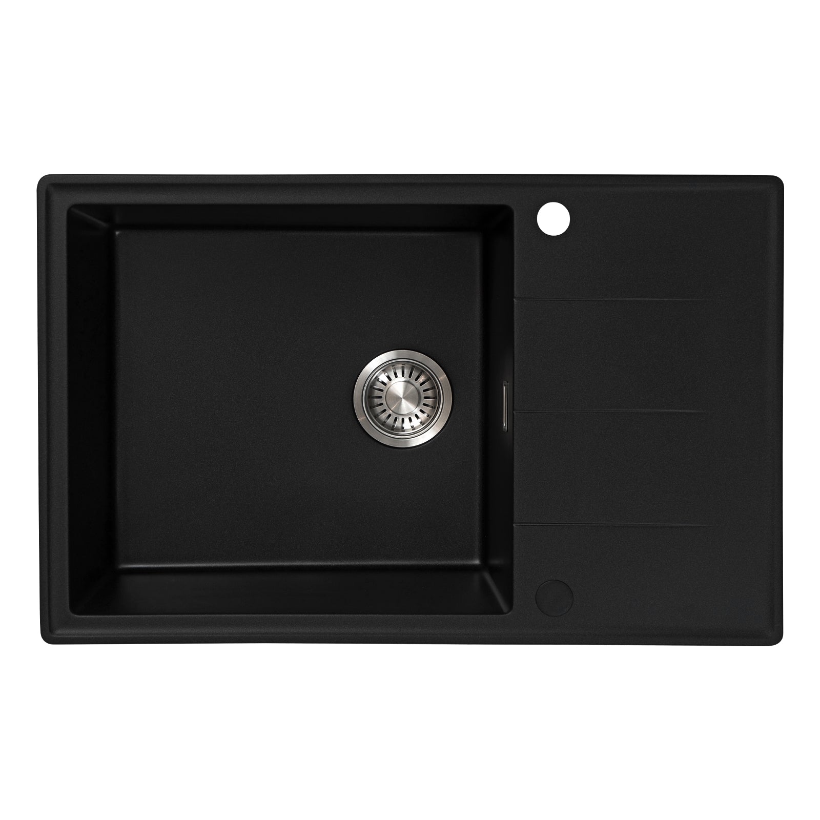 JASSFERRY Black Composite Kitchen Sink Inset Quartz Reversible Drainer 1.0 Bowl with Waste -7850