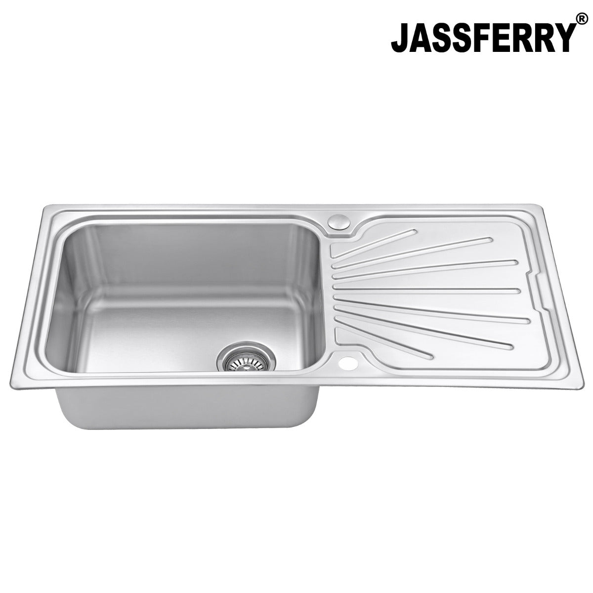 JassferryJASSFERRY Stainless Steel Kitchen Sink Single Large Bowl Reversible Drainer InsetKitchen Sinks