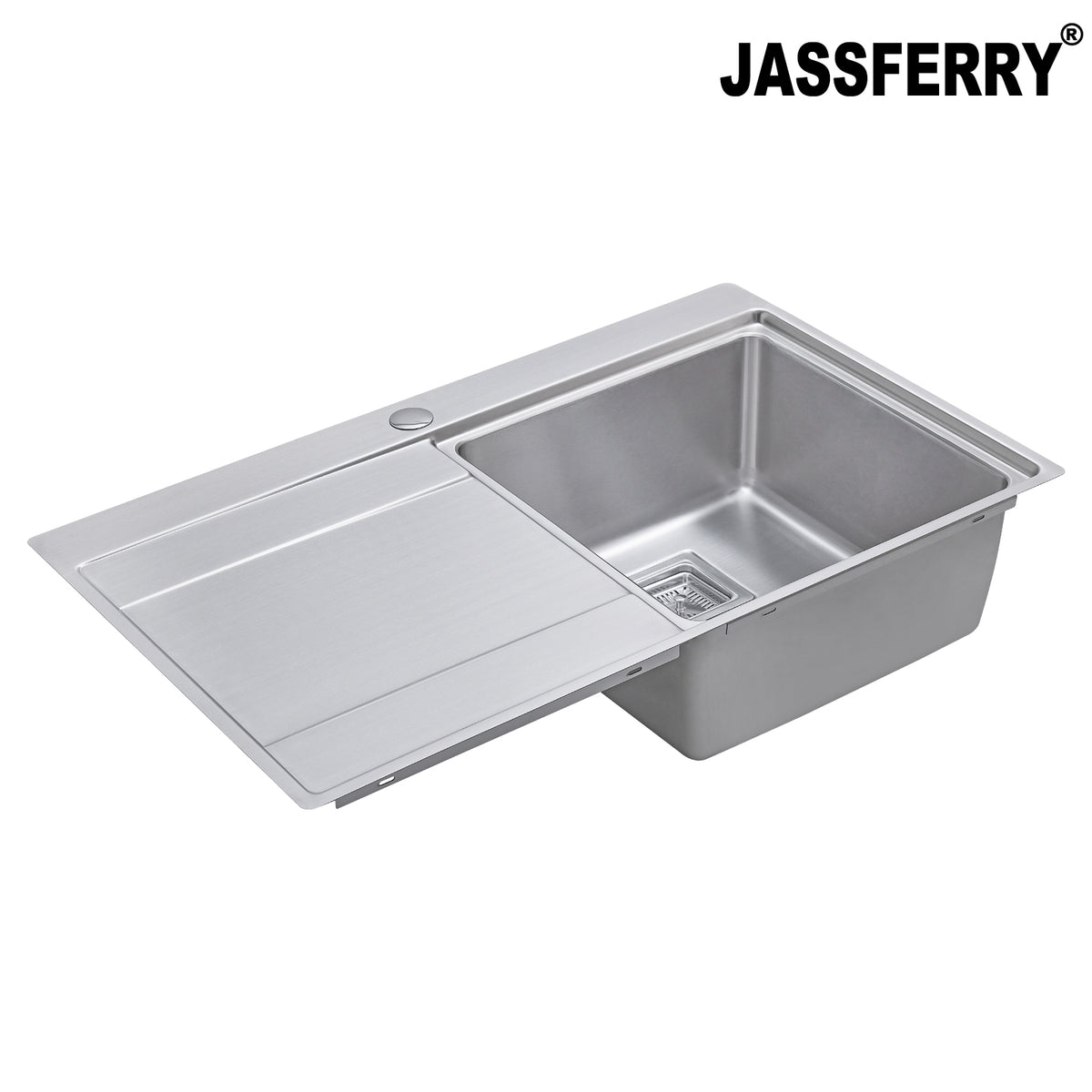JASSFERRY Kitchen Sink 1.2 mm Stainless Steel Single Bowl Lefthand Drainer Square Strainer -696R