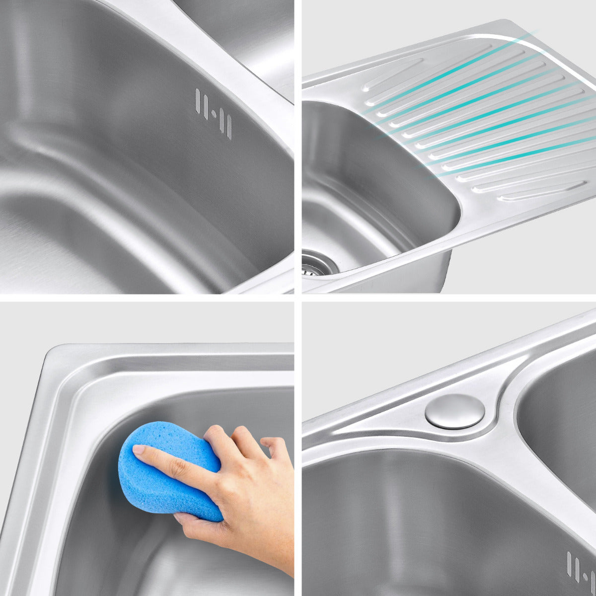 JassferryJASSFERRY Stainless Steel Kitchen Sink Inset Double Bowl Reversible DrainerKitchen Sinks