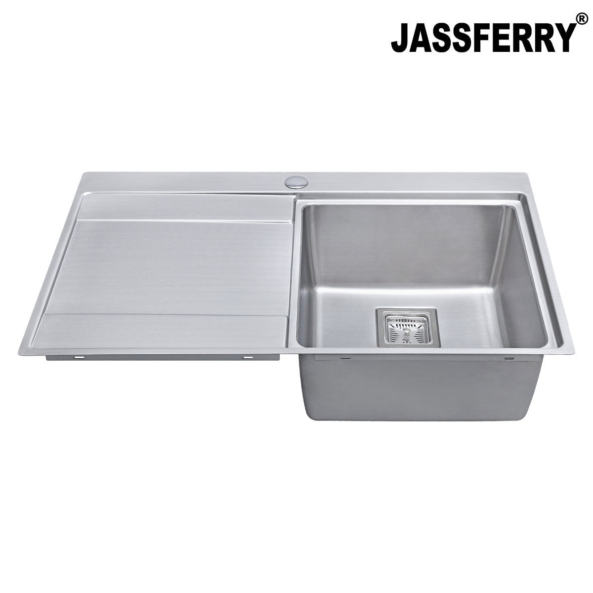 JASSFERRY Kitchen Sink 1.2 mm Stainless Steel Single Bowl Lefthand Drainer Square Strainer -696R