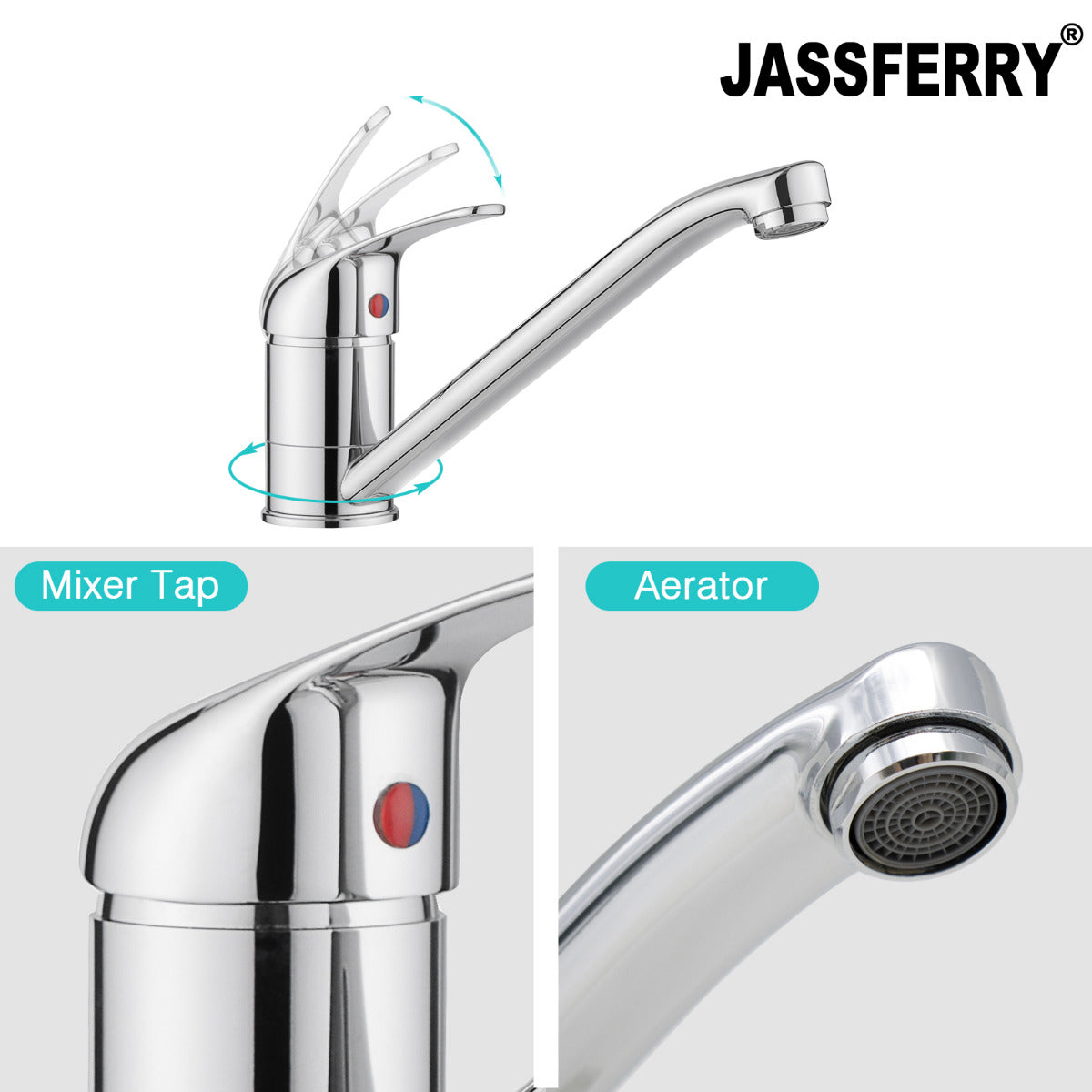 JassferryJASSFERRY Traditional Kitchen Sink Tap Mixer Monobloc Single Lever Swivel SpoutKitchen taps