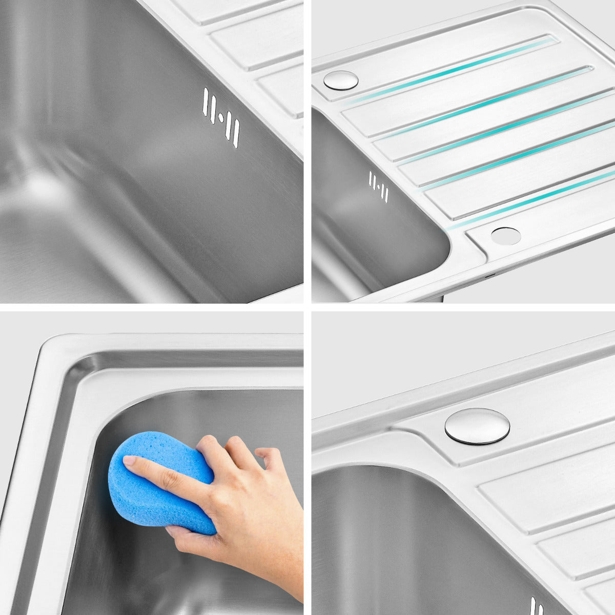 JassferryJASSFERRY Stainless Steel Kitchen Sink Inset Single 1 Bowl 860 x 500 mm Reversible Drainer - 802Kitchen Sinks