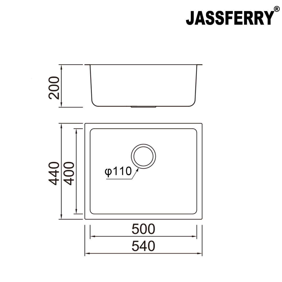 JassferryJASSFERRY Undermount Stainless Steel Kitchen Sink Deep Single One Bowl - 795Kitchen Sinks