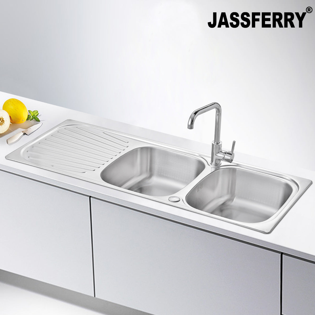 JassferryJASSFERRY Stainless Steel Kitchen Sink Inset Double Bowl Reversible DrainerKitchen Sinks