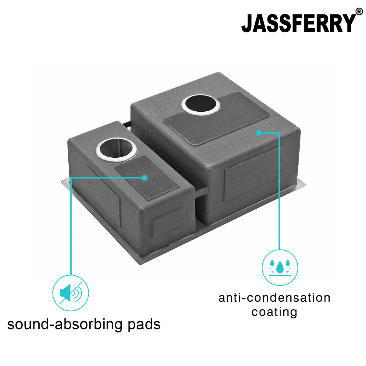 JassferryJASSFERRY Undermount Stainless Steel Kitchen Sink 1.5 Bowl Righthand HalfKitchen Sinks