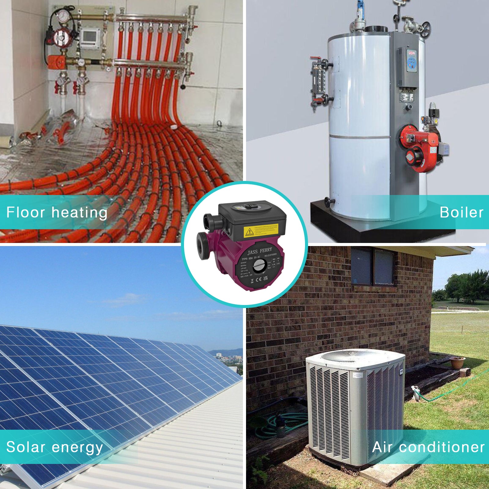 JASSFERRY A-Rated Central Heating Pump Energy Saving Hot Water Circulation Systems with Standard Plug -AC