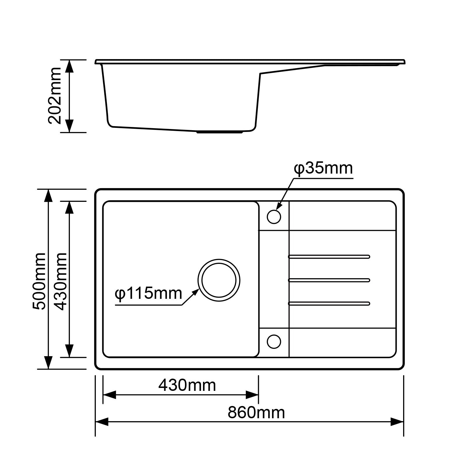 JASSFERRY Black Composite Kitchen Sink Inset Quartz Reversible Drainer 1.0 Bowl with Waste -8650