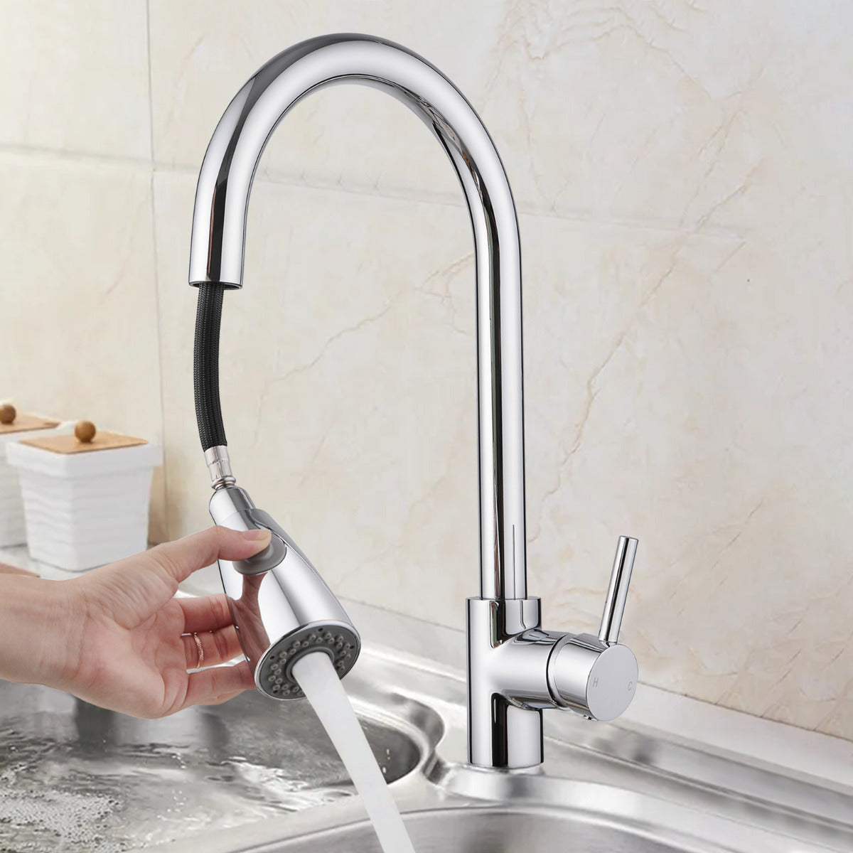 JassferryJASSFERRY 360 Degree Kitchen Mixer taps with Pull Out Spray Polish ChromeKitchen taps