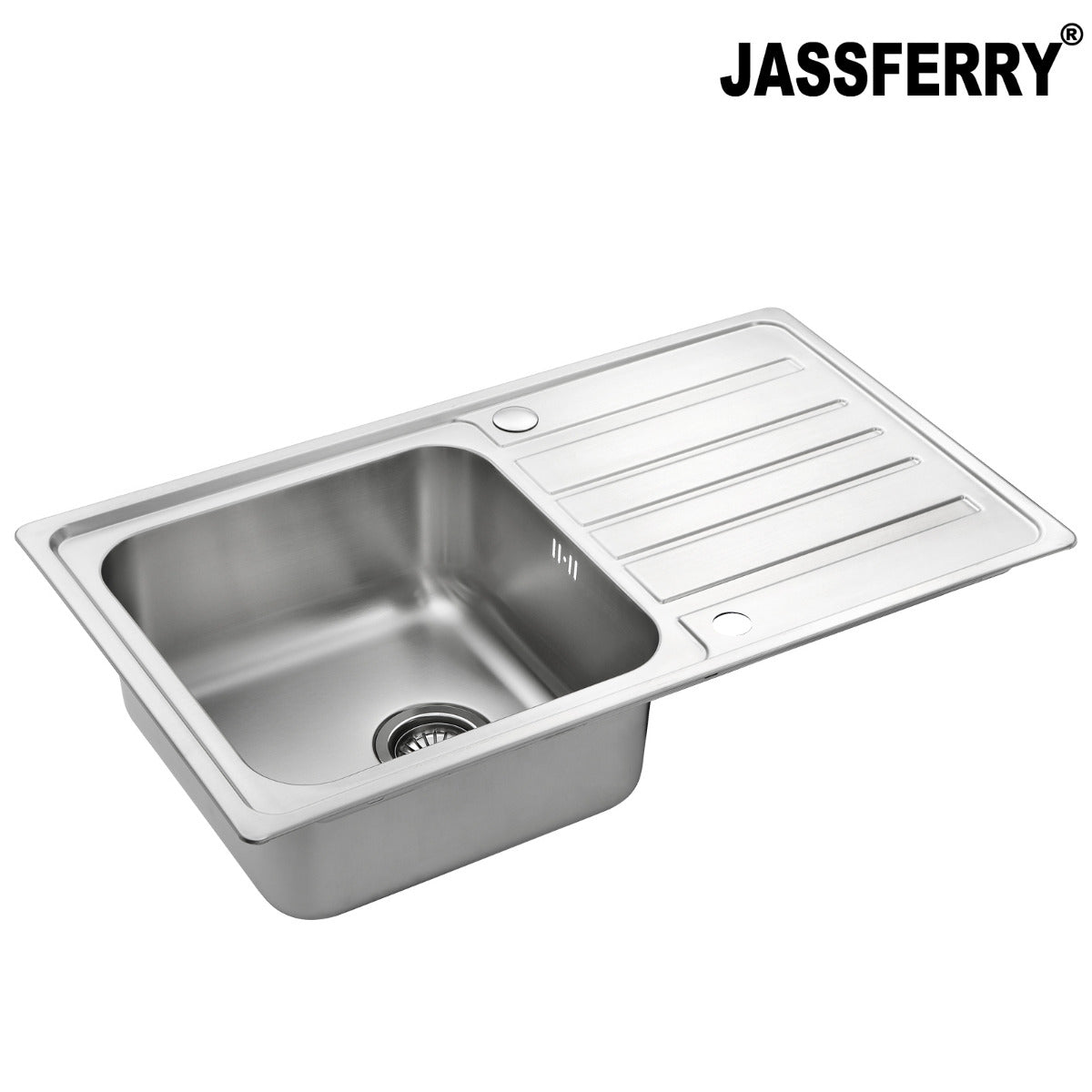 JassferryJASSFERRY Stainless Steel Kitchen Sink Inset Single 1 Bowl 860 x 500 mm Reversible Drainer - 802Kitchen Sinks