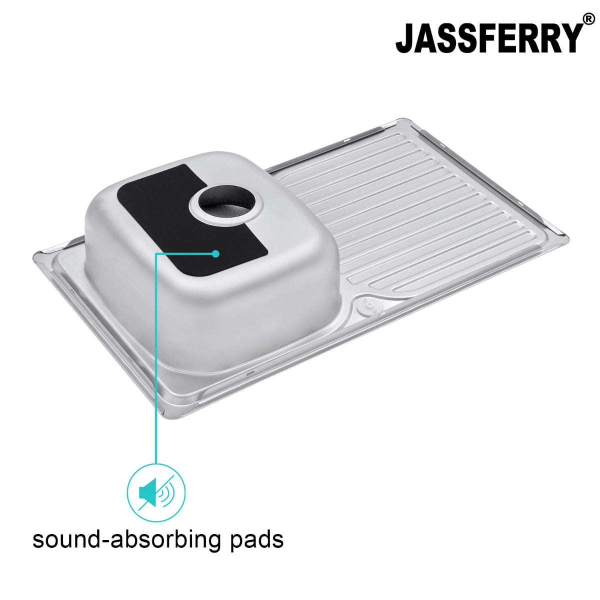 JassferryJASSFERRY Stainless Steel Kitchen Sink Inset Single 1 Bowl Reversible Drainer - 834BKitchen Sinks