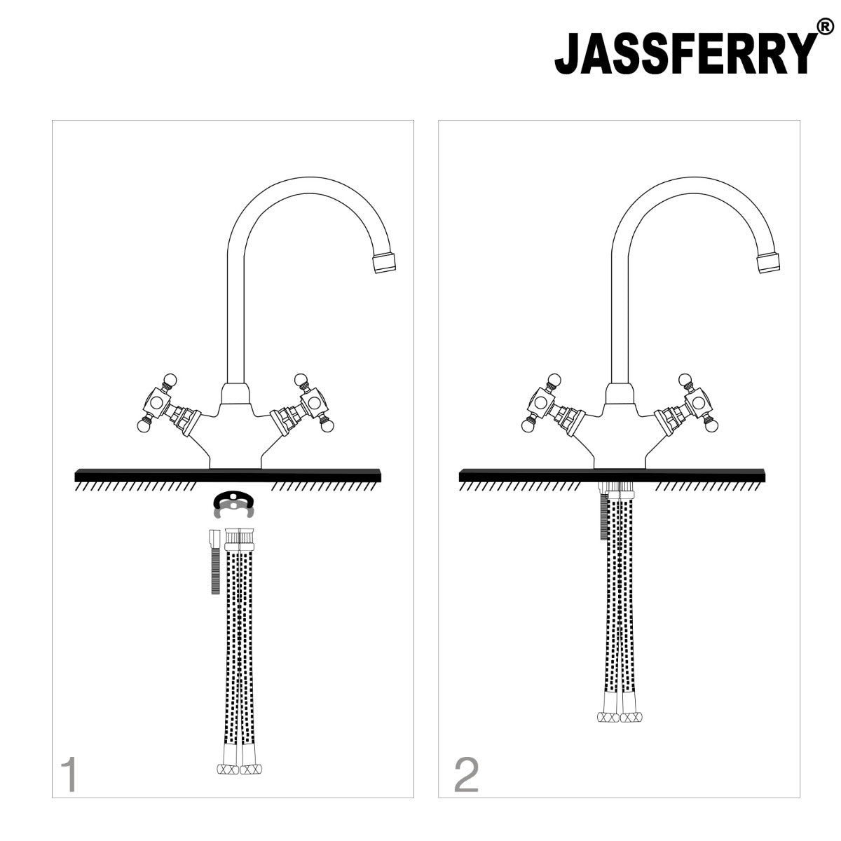 JassferryJASSFERRY Kitchen Tap Two Cross Handles Swivel Spout Sink Mixer Tap ChromeKitchen taps