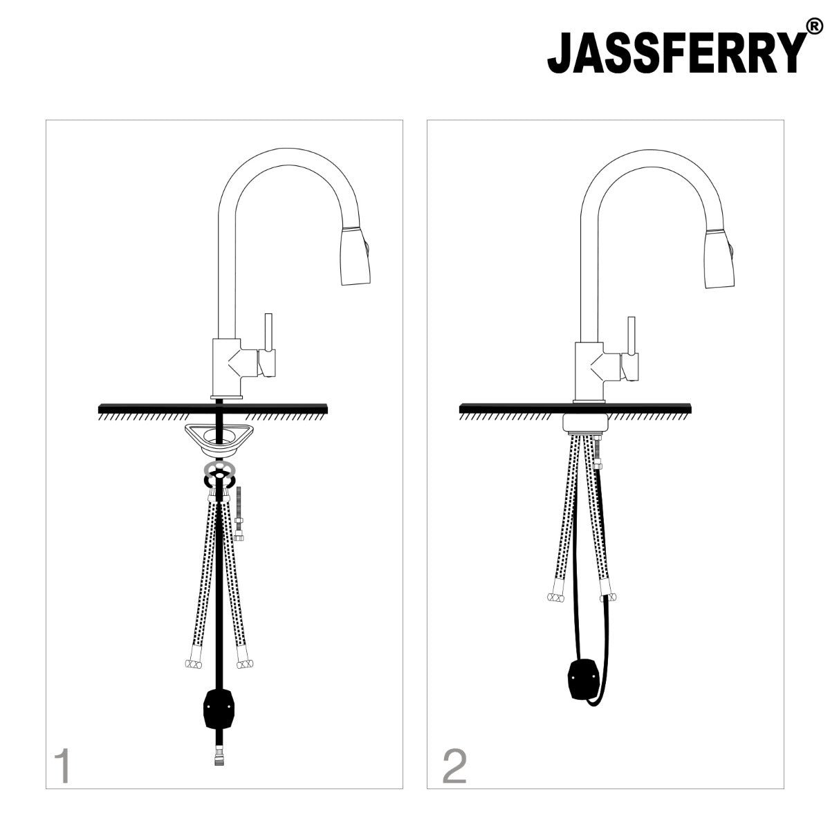 JassferryJASSFERRY 360 Degree Kitchen Mixer taps with Pull Out Spray Polish ChromeKitchen taps