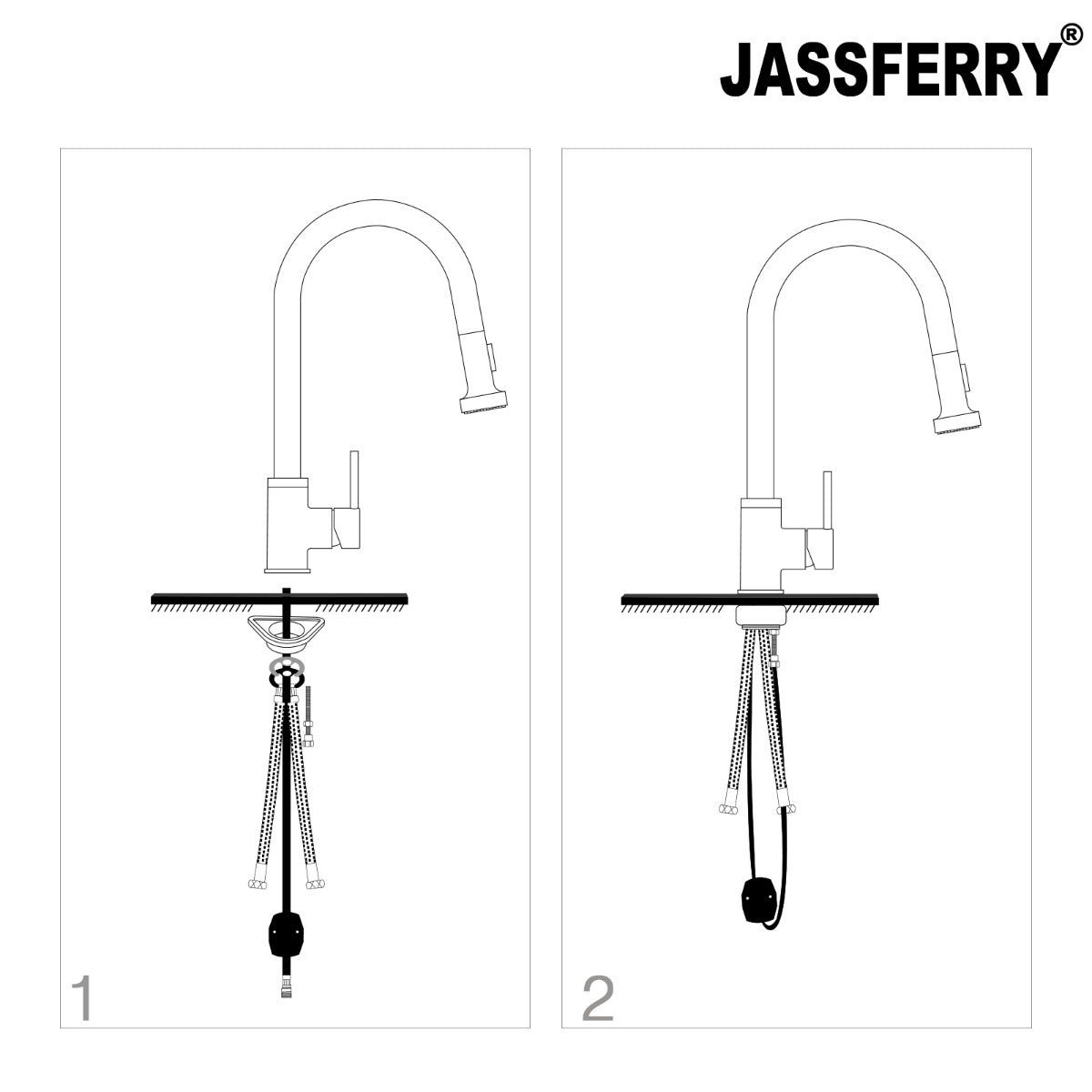 JassferryJASSFERRY Kitchen Sink Mixer Tap Pull Down Sprayer Pull Out Single Lever FaucetKitchen taps