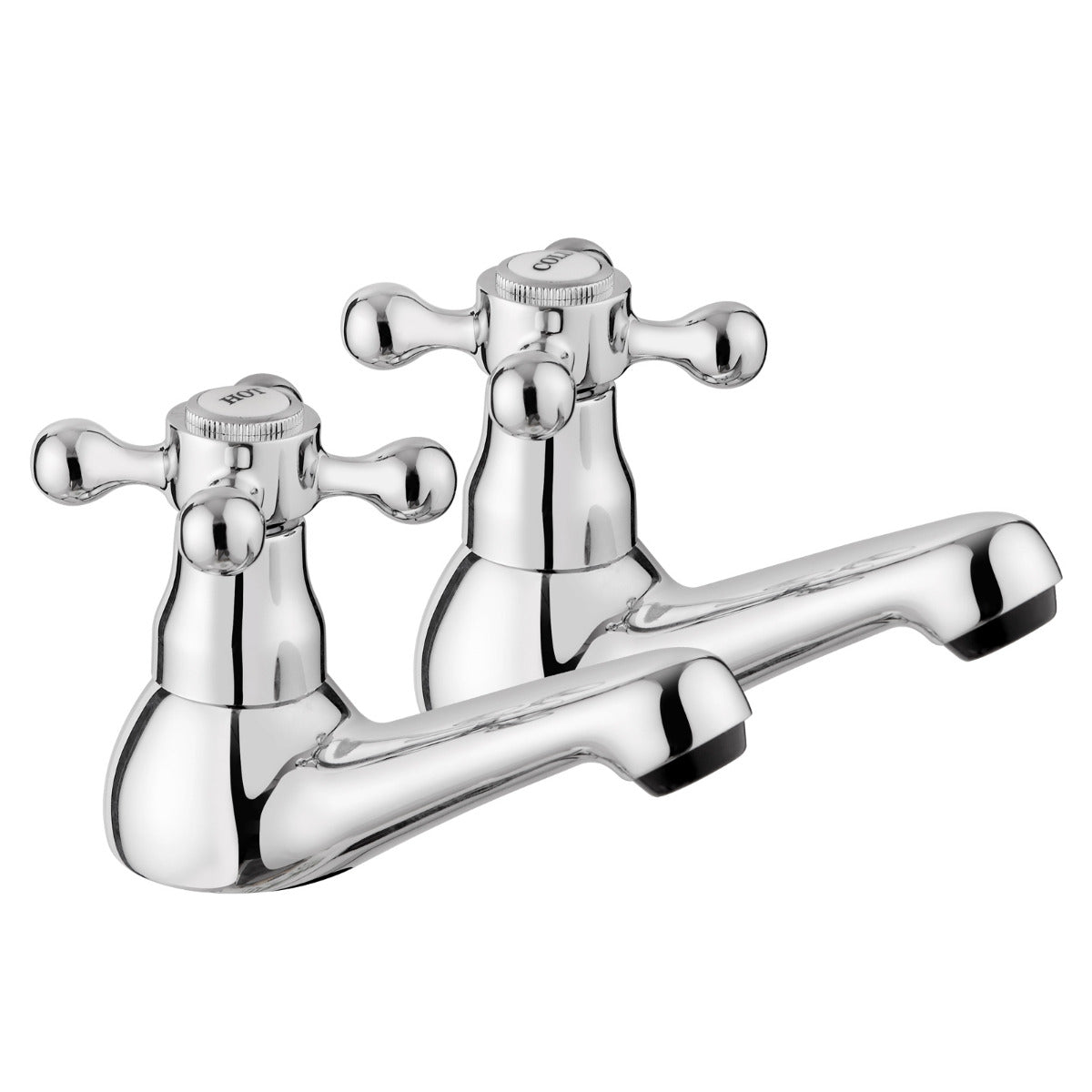 JassferryJASSFERRY New Traditional Twin Basin Hot & Cold Taps Bath Sink Cross HandleBasin Taps