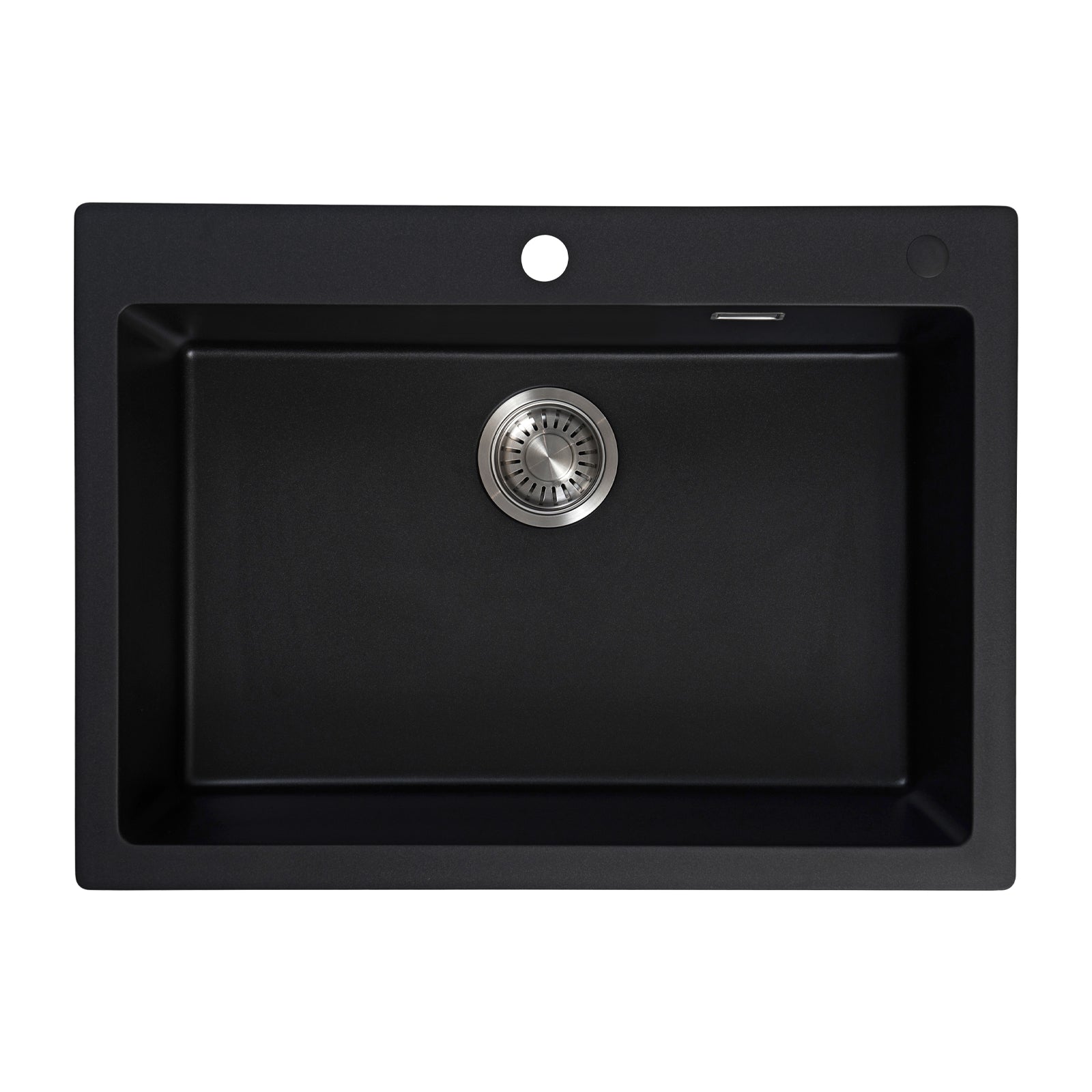 JASSFERRY Black Composite Kitchen Sink Drop-in Deep Single Bowl with Waste -7051