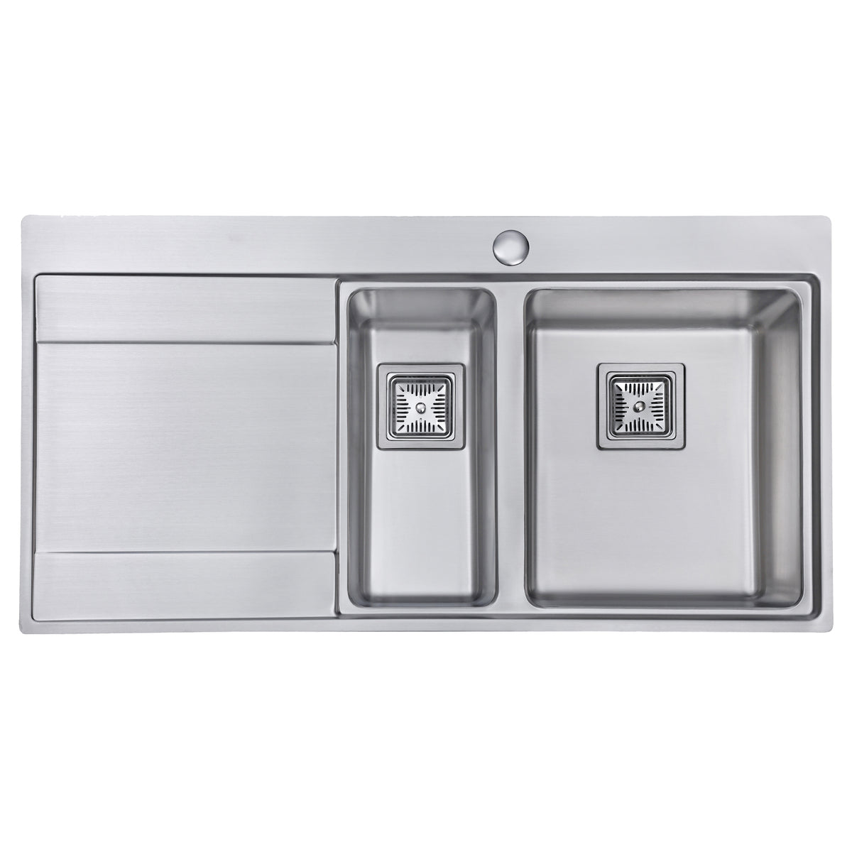 JASSFERRY Stainless Steel Kitchen Sink, 1.5 Bowl Left Hand Drainer, Square Strainer, 1000 x 520mm -698R