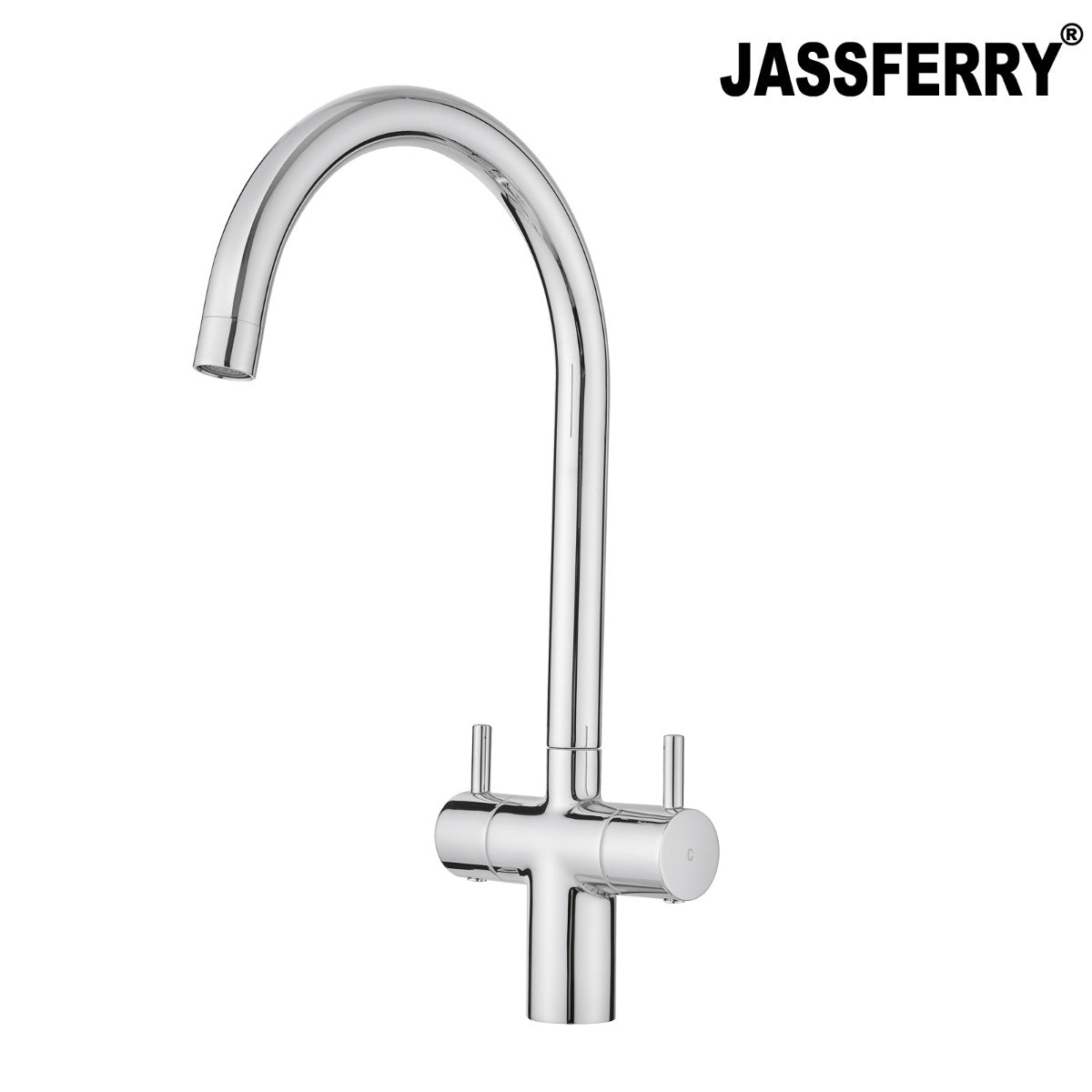 JassferryJASSFERRY Kitchen Sink Mixer Tap Monobloc Twin Dial Lever Swan Neck Swivel SpoutKitchen taps