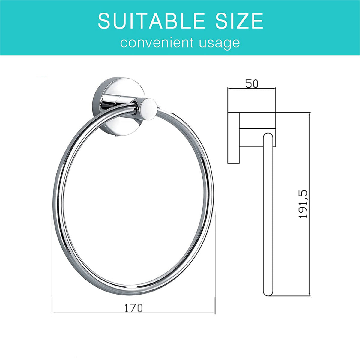 JassferryJASSFERRY Wall Mounted Towel Ring Luxury Modern Design Polished ChromeWall Mounted Towel Ring