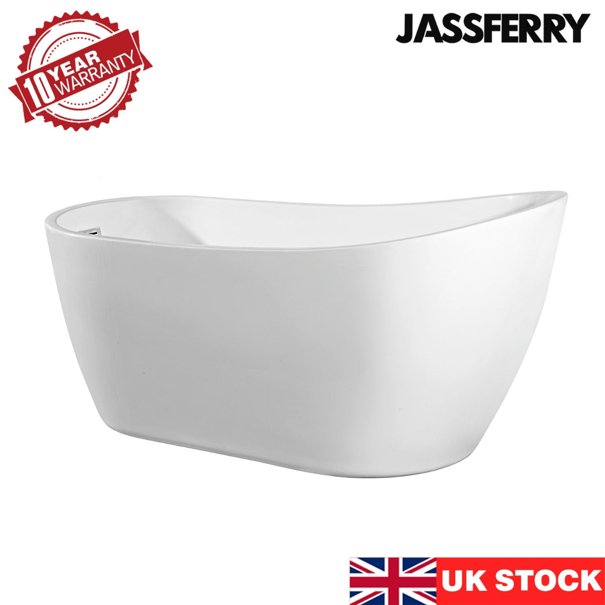 JassferryJASSFERRY Modern Design Freestanding Bathtub White Gloss Soaking Baths AcrylicBathtubs