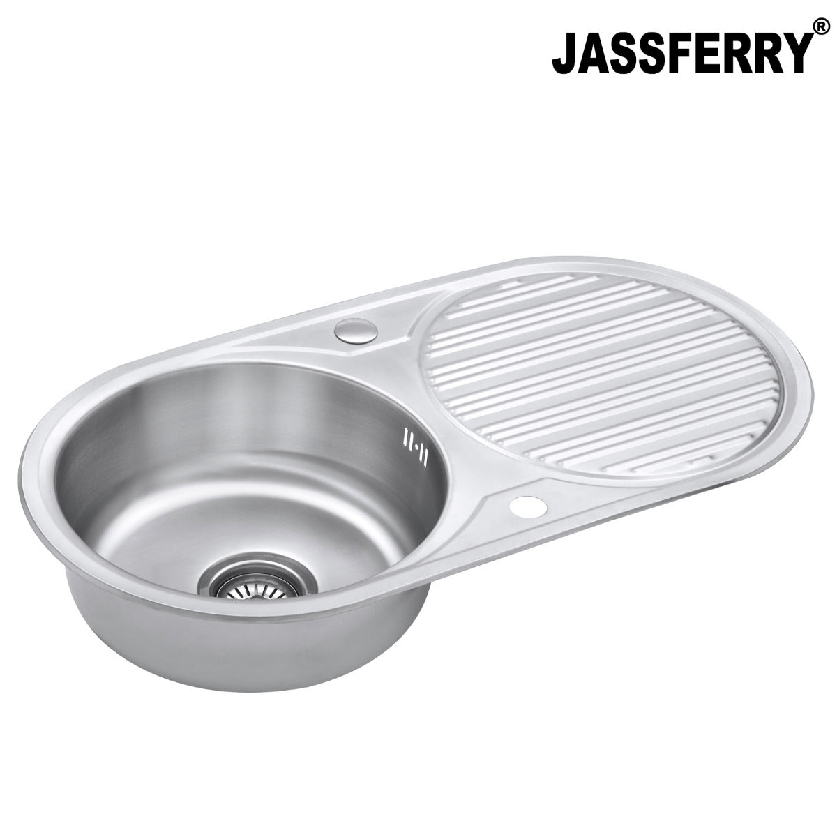 JassferryJASSFERRY Kitchen Sink Stainless Steel Single Round Bowl Reversible Circle DrainerKitchen Sinks