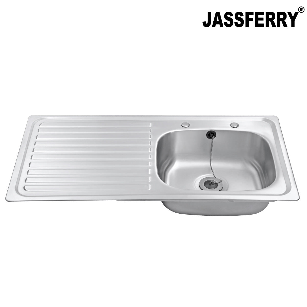 JassferryJASSFERRY Two Tap Holes Stainless Steel Kitchen Sink 1 Bowl Lefthand DrainerKitchen Sinks