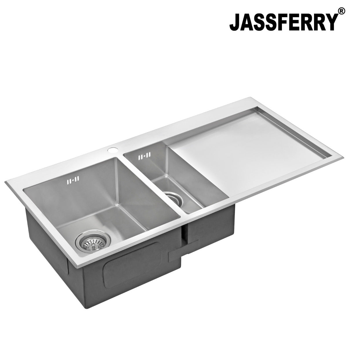 JassferryJASSFERRY Handcrafted Stainless Steel Kitchen Sink One Half Bowl Righthand DrainerKitchen Sink