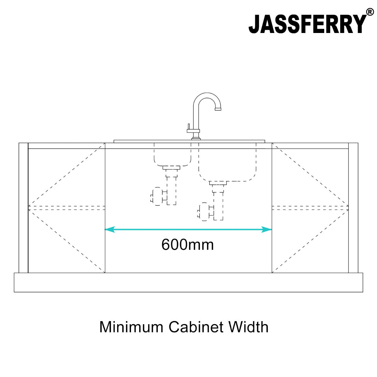 JassferryJASSFERRY Black Glass Top Kitchen Sink Stainless Steel 1.5 Bowl Lefthand DrainerKitchen Sink