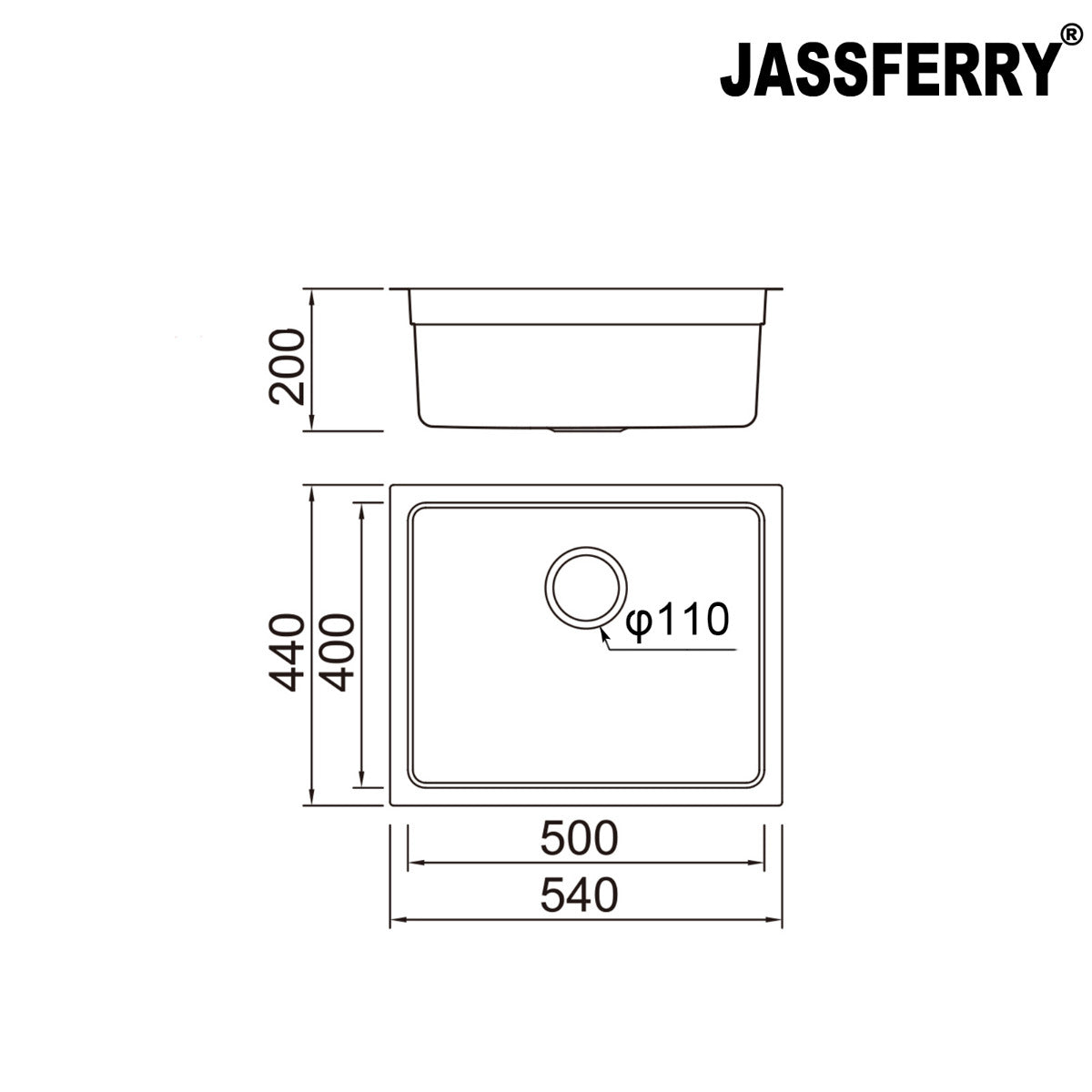 JassferryJASSFERRY Undermount Stainless Steel Kitchen Sink 1 Bowl Dish Drainer Rack - 799Kitchen Sinks