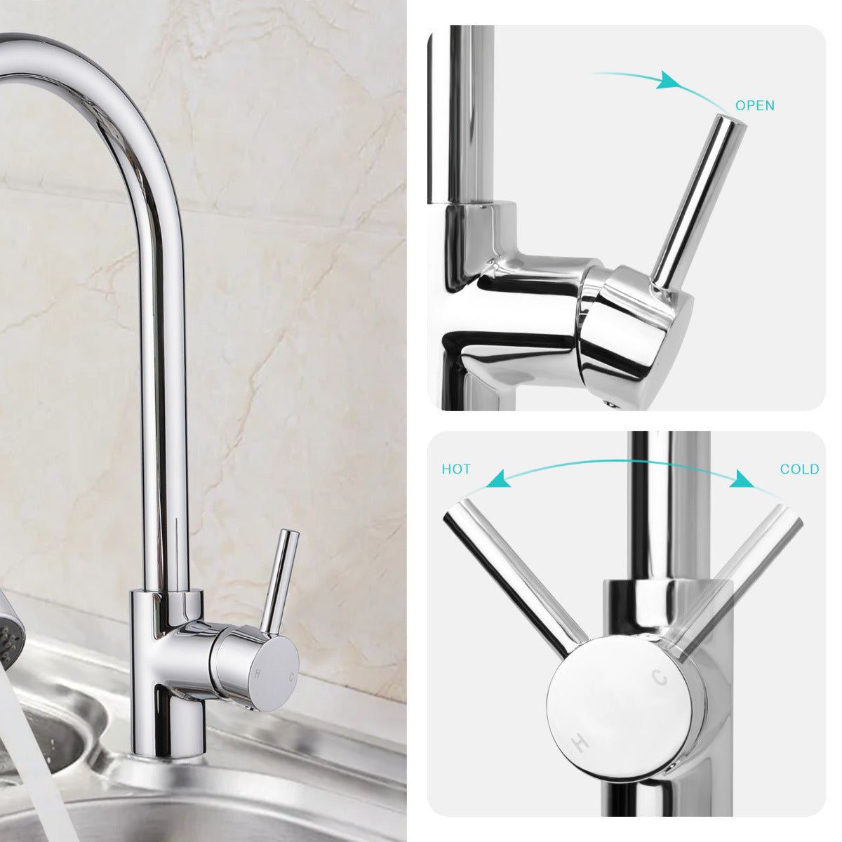 JassferryJASSFERRY 360 Degree Kitchen Mixer taps with Pull Out Spray Polish ChromeKitchen taps