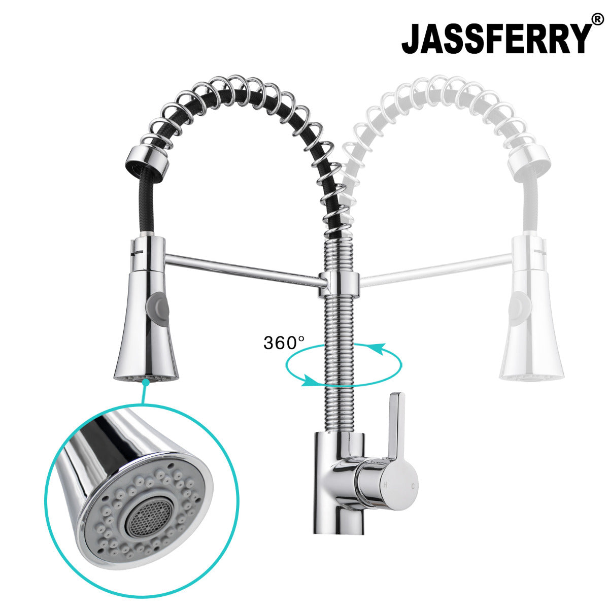 JassferryJASSFERRY Kitchen Sink Mixer Tap with Pull Out Spray Swivel Spout Pull DownKitchen taps