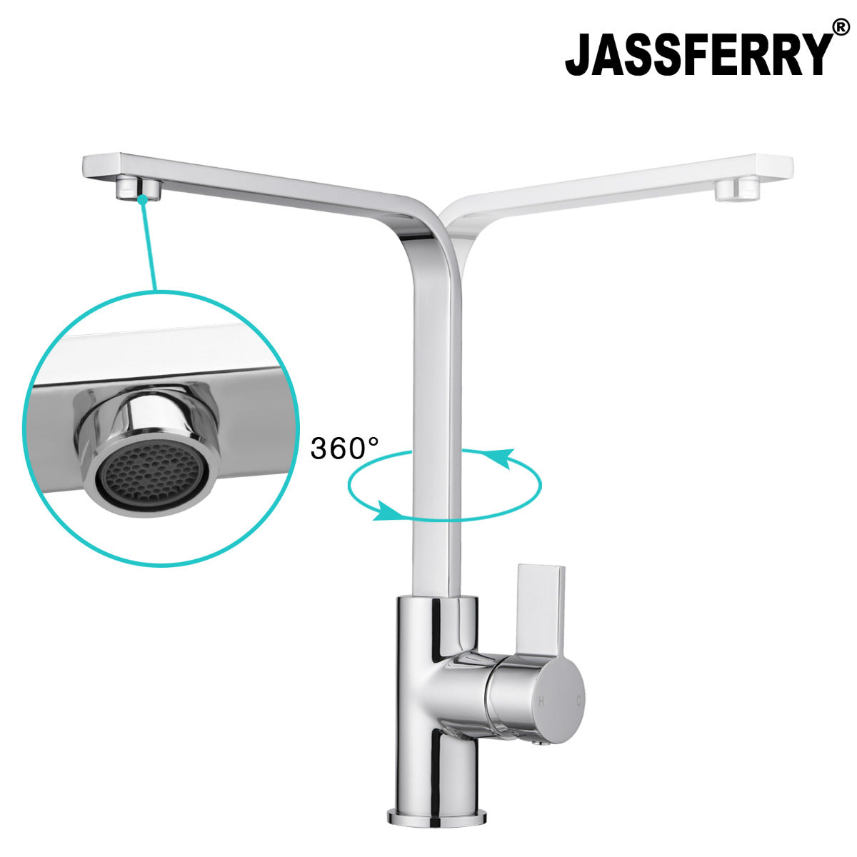 JassferryJASSFERRY Square Kitchen Sink Mixer Taps Chrome Modern Single Rectangle LeverKitchen taps