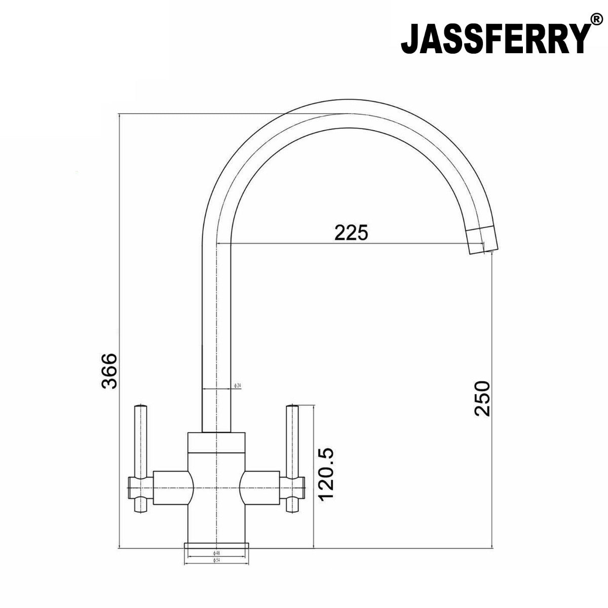 JassferryJASSFERRY New Brass Kitchen Mixer Taps Double Lever Sink Swivel Spout ChromeKitchen taps