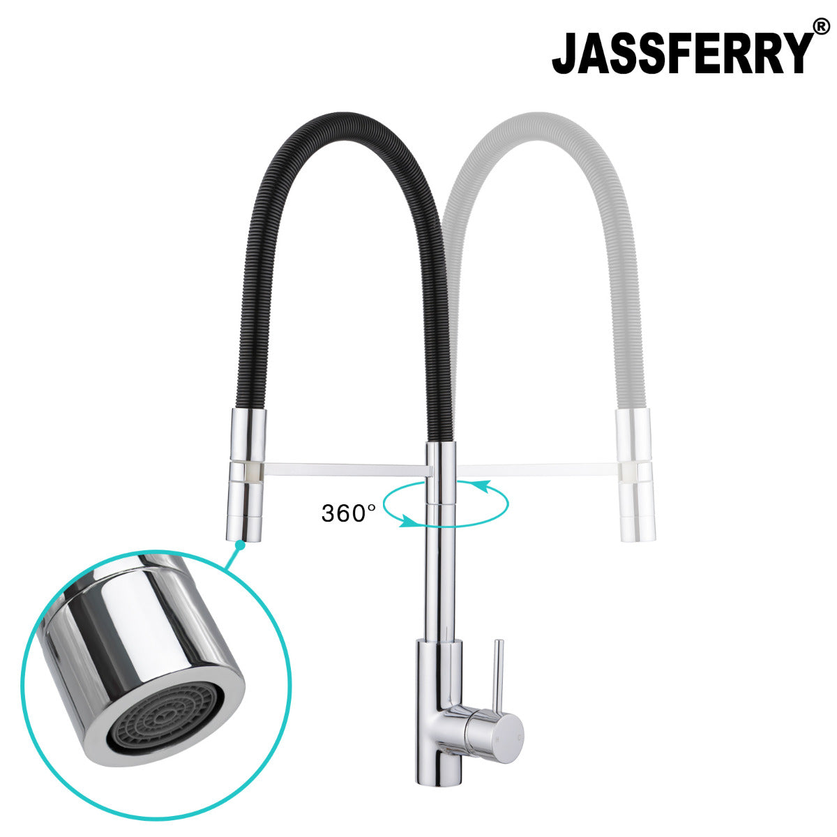 JassferryJASSFERRY Kitchen Sink Mixer Tap with Pull Out Spray Spring Swivel Spout ChromeKitchen taps