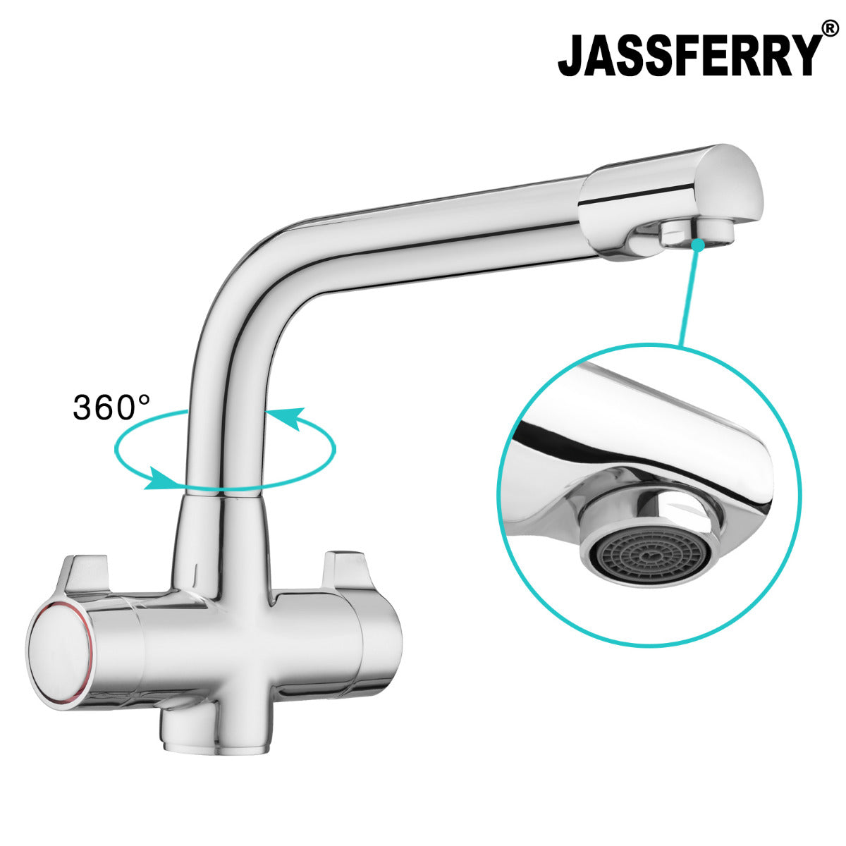 JassferryJASSFERRY New Kitchen Sink Tap Mixer Dual Flow Quarter Turn Dial Monobloc BrassKitchen taps