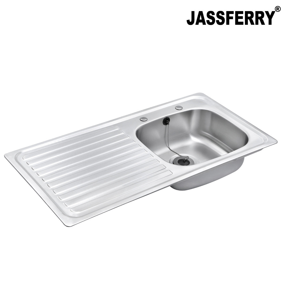 JassferryJASSFERRY Two Tap Holes Stainless Steel Kitchen Sink 1 Bowl Lefthand DrainerKitchen Sinks