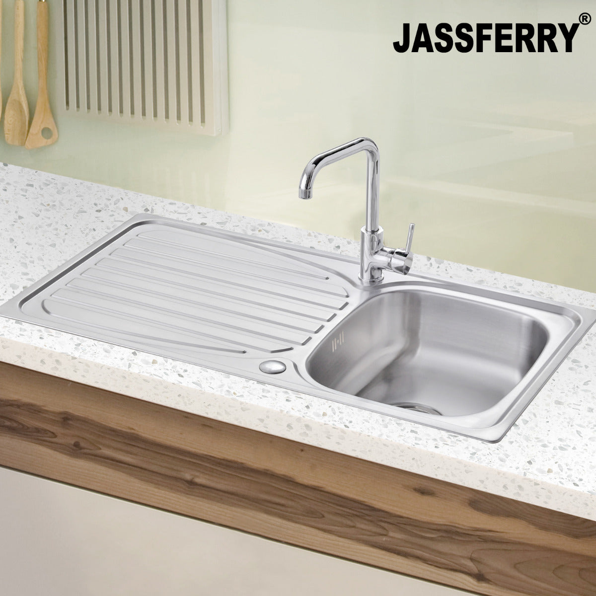 JassferryJASSFERRY Inset Stainless Steel Kitchen Sink Single 1 Bowl Reversible DrainerKitchen Sinks