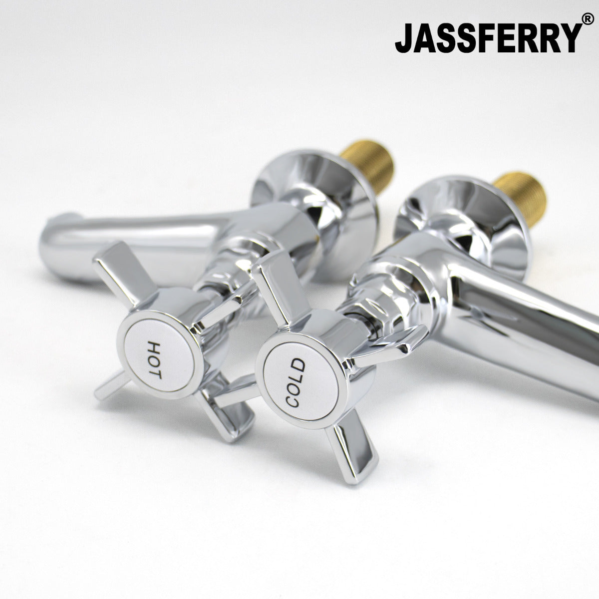 JassferryJASSFERRY New Pair of Basin Taps Hot and Cold Water Bathroom Sink Cross HandleBasin Taps