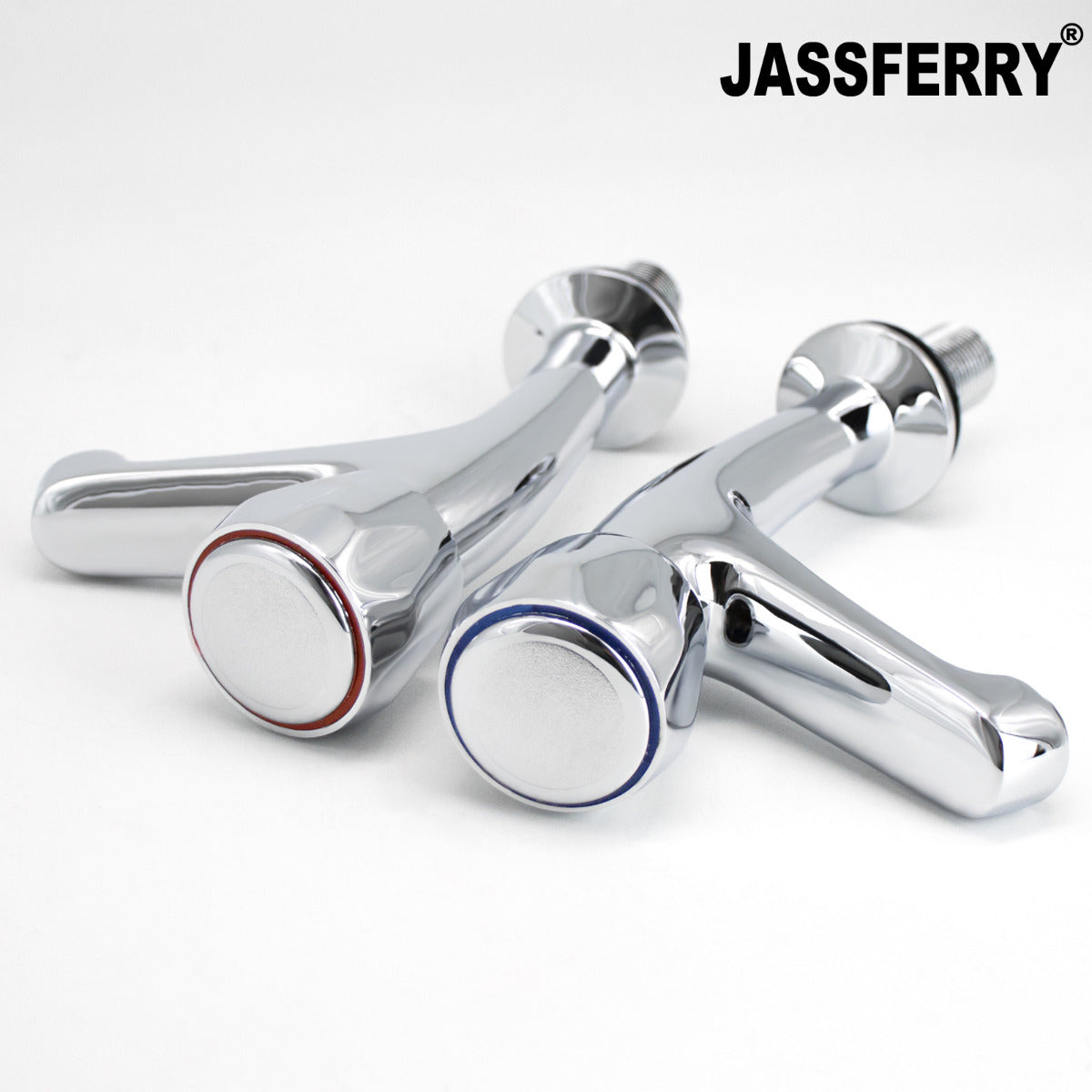 JassferryJASSFERRY Pair of Basin Taps Hot & Cold Water Bath Knob Handle High Neck ChromeBasin Taps