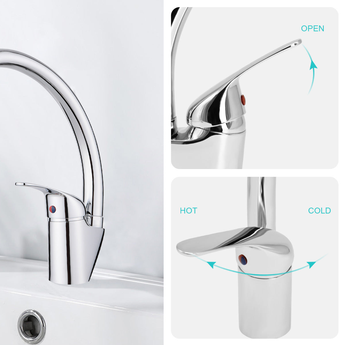 JassferryJASSFERRY Traditional Kitchen Sink Mixer Taps Waterfall Single Lever Hot and ColdKitchen Sinks