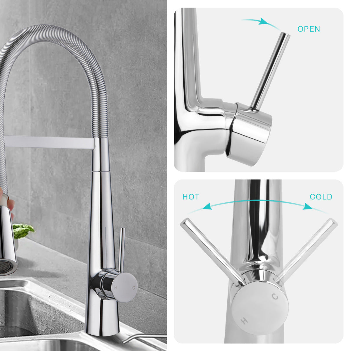 JassferryJASSFERRY Kitchen Taps Pull Out Pull Down Spray Swivel Spring Spout Brass MixerKitchen taps