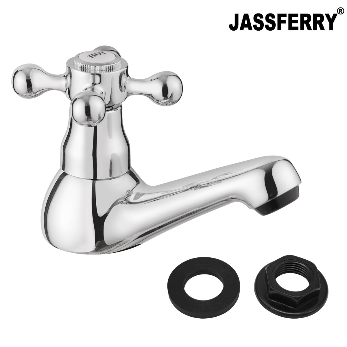 JassferryJASSFERRY New Traditional Twin Basin Hot & Cold Taps Bath Sink Cross HandleBasin Taps