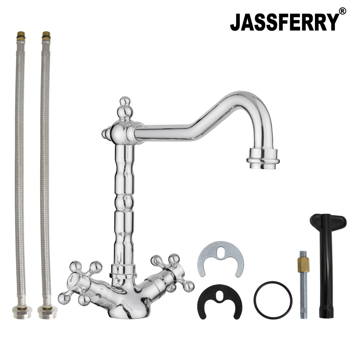 JassferryJASSFERRY New Vintage Monobloc Kitchen Sink Mixer Tap Swivel Spout French CrossKitchen taps