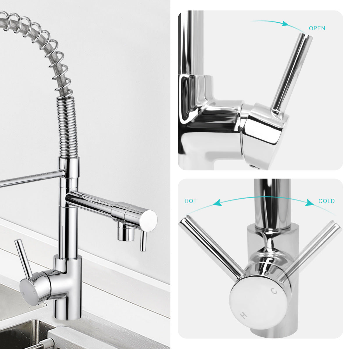 JassferryJASSFERRY Kitchen Sink Tap Chrome Pull Out Sprayer Swivel Mixer SpoutKitchen taps