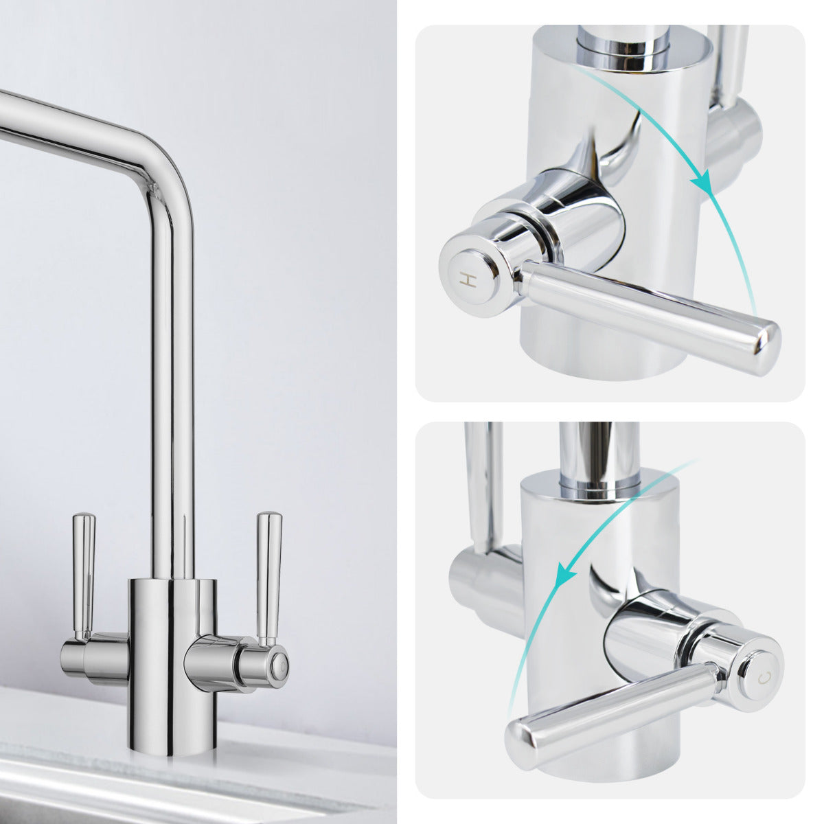 JassferryJASSFERRY Modern Kitchen Sink Mixer Tap Two Handle Swivel Spout ChromeKitchen taps