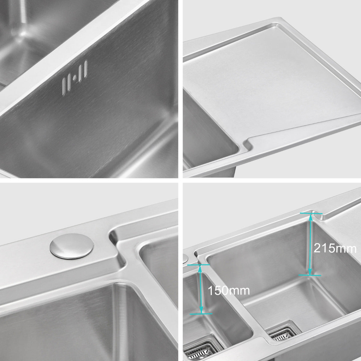 JassferryJASSFERRY Brilliant Stainless Steel Kitchen Sink One&Half Bowl Righthand DrainerKitchen Sink