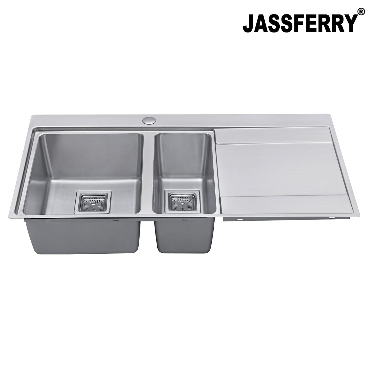 JASSFERRY Stainless Steel Kitchen Sink, 1.5 Bowl Right Hand Drainer, Square Strainer, 1000 x 520mm