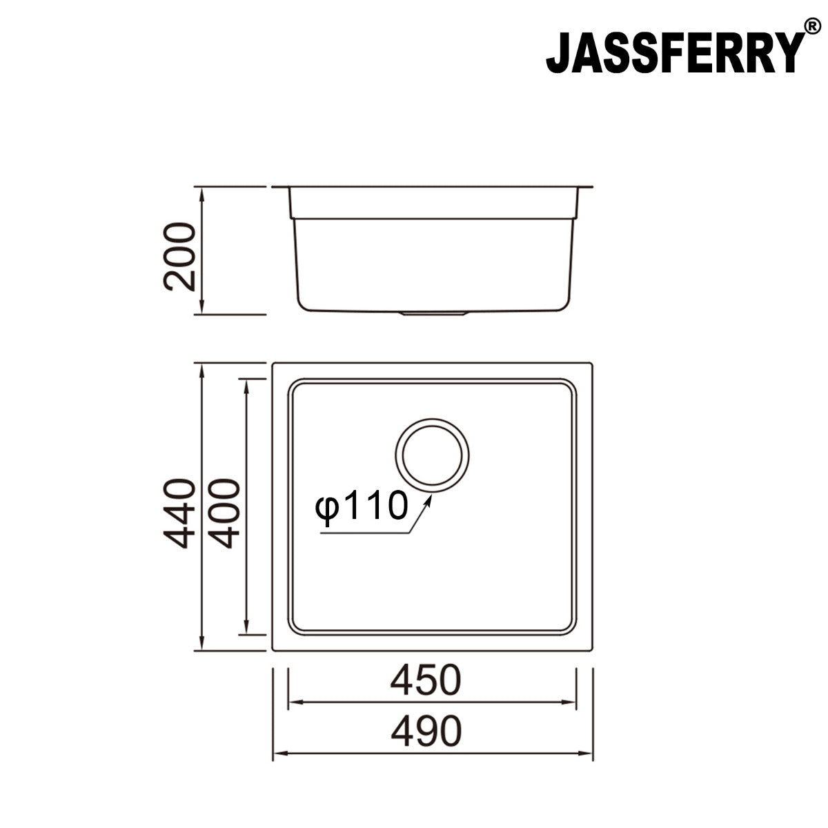 JassferryJASSFERRY Undermount Stainless Steel Kitchen Sink 1 Bowl Dish Drainer RackKitchen Sinks