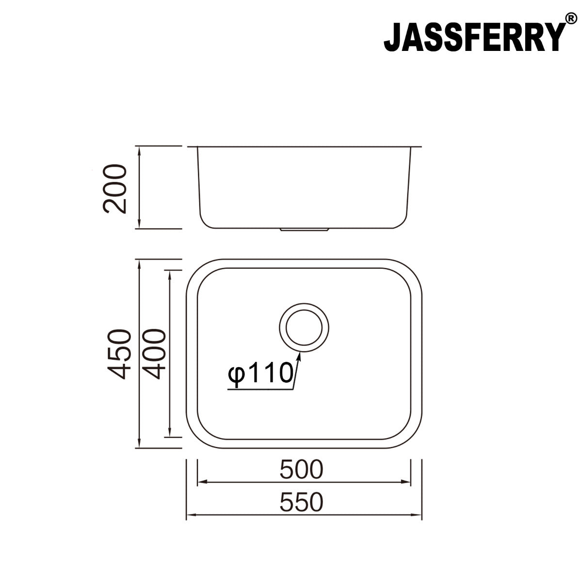 JassferryJASSFERRY Undermount Stainless Steel Kitchen Sink Single 1.0 Bowl - 622Kitchen Sinks