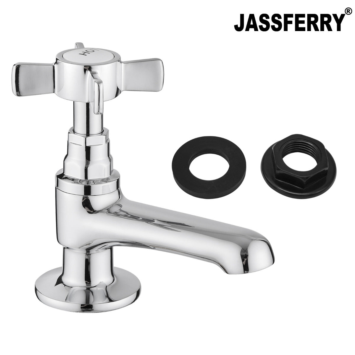 JassferryJASSFERRY New Pair of Basin Taps Hot and Cold Water Bathroom Sink Cross HandleBasin Taps